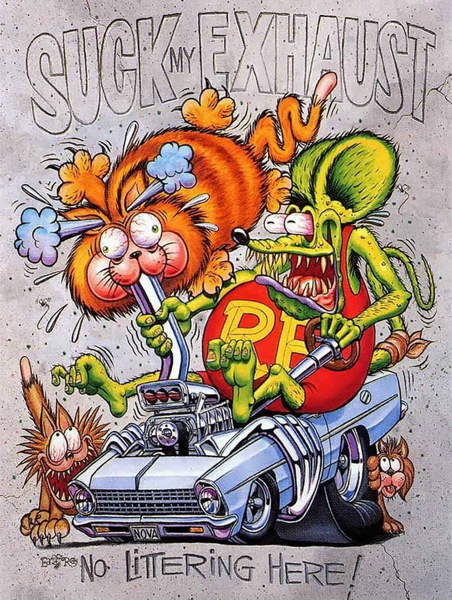 Rat Fink Suck My Exhaust Metal Tin Sign 8X12 Inches Barbados